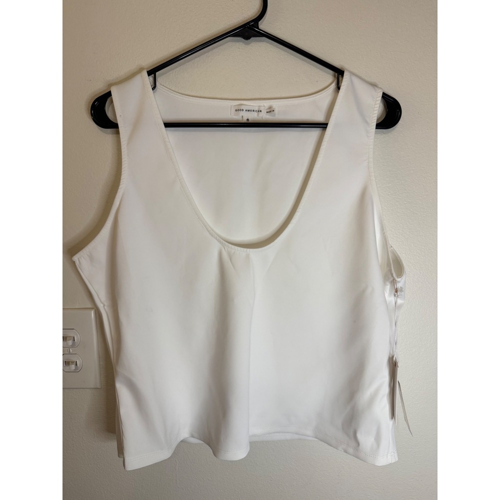 Good American Scoop Neck Blouse Tank White Size 6 (XXL/18/20) NWT‎